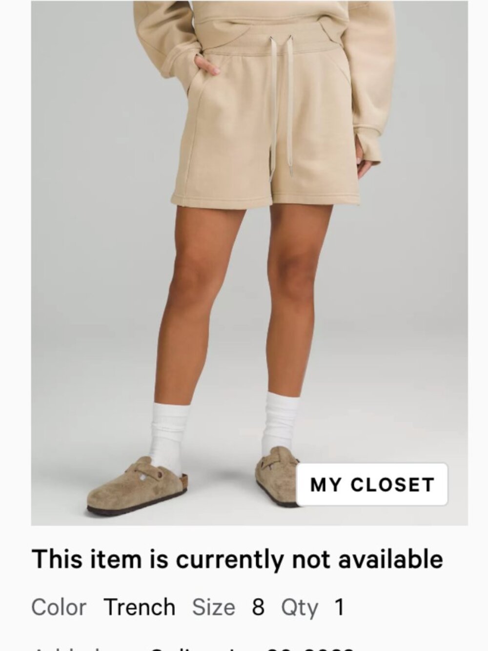 Lululemon Cropped Half Zip Scuba & Scuba Shorts Set - Trench - Picture 3 of 5